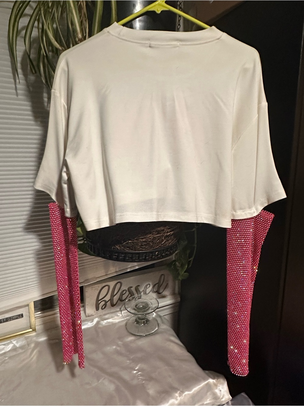 AKIRA Hot & Bothered “EXTRA” Rhinestone Sleeved Crop Top - Picture 5 of 10